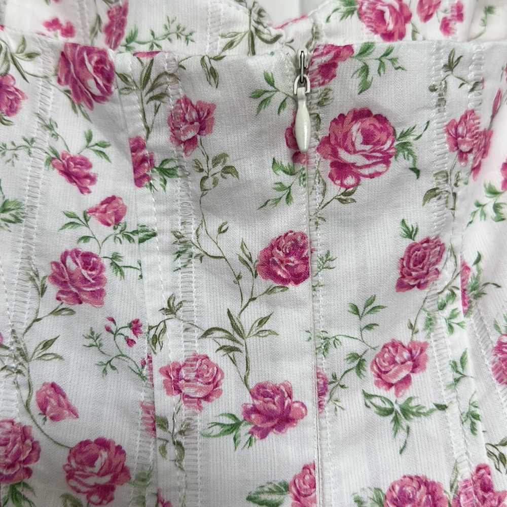 Zara pink/white floral mini dress, spaghetti straps, size Small - Picture 4 of 5